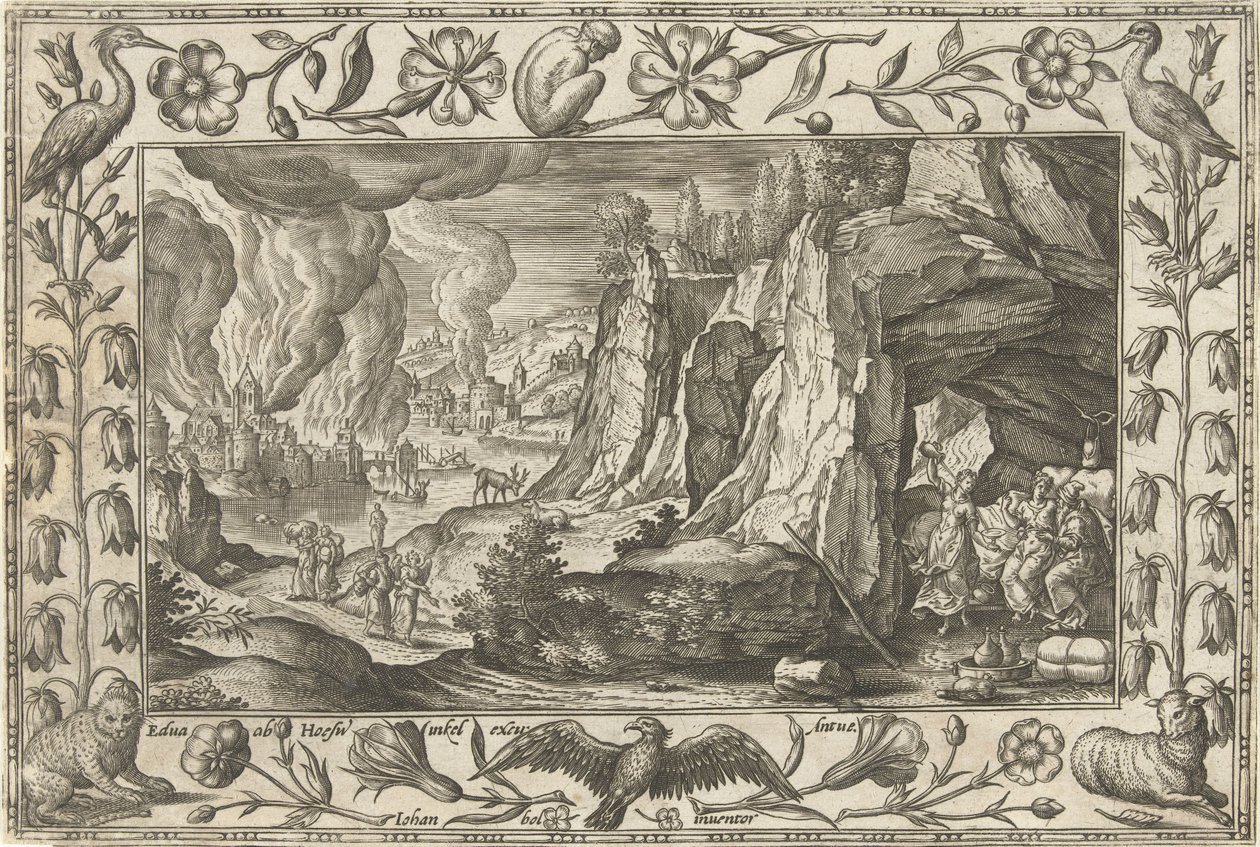Lût ve kızları İncil, mitolojik sahneler ve av sahneleri içeren manzaralar (dizi adı) by Adriaen Collaert