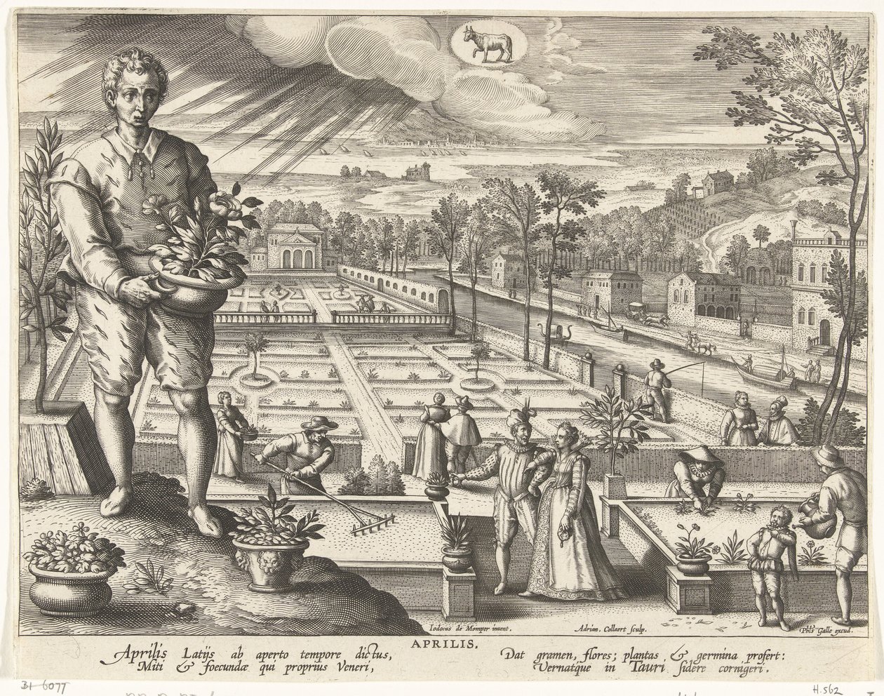 Nisan Ayı Nisan Aprilis (nesne üzerindeki başlık) The Twelve Months (dizi başlığı) Menses XII Anni Solaris (dizi başlığı) by Adriaen Collaert