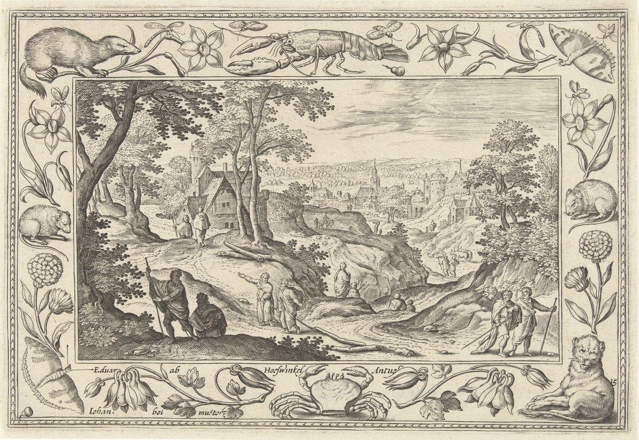 Havarilerin Yayını İncil, mitolojik sahneler ve av sahneleri içeren manzaralar (dizi adı) by Adriaen Collaert