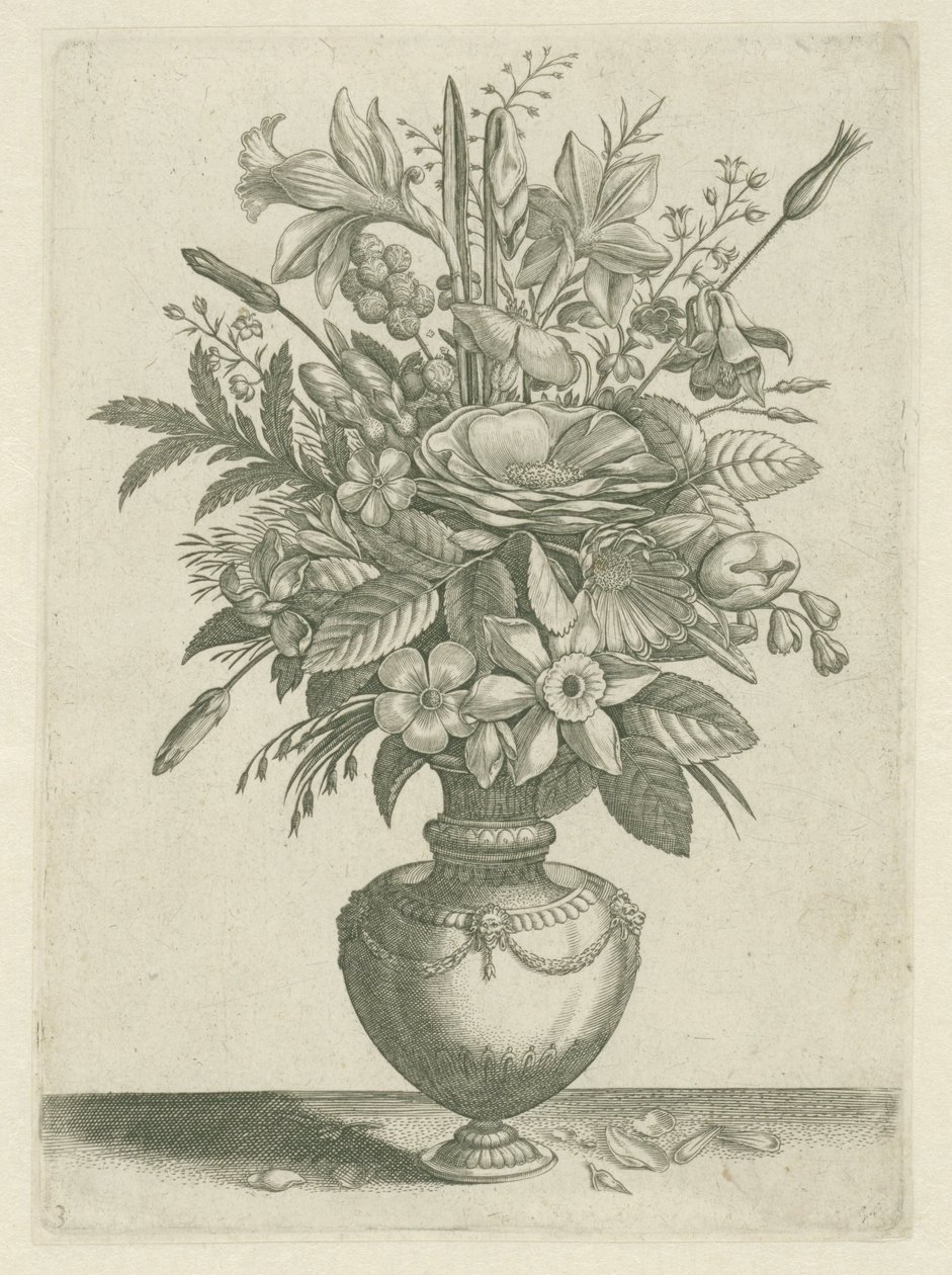 Trompet nergis dahil çiçekli vazo Florilegium (dizi adı) by Adriaen Collaert