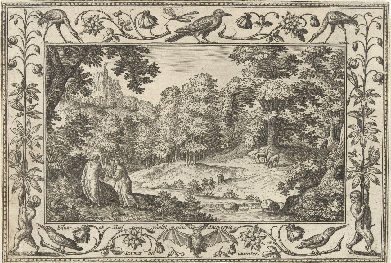 Çölde günaha İncil, mitolojik sahneler ve av sahneleri içeren manzaralar (dizi adı) by Adriaen Collaert