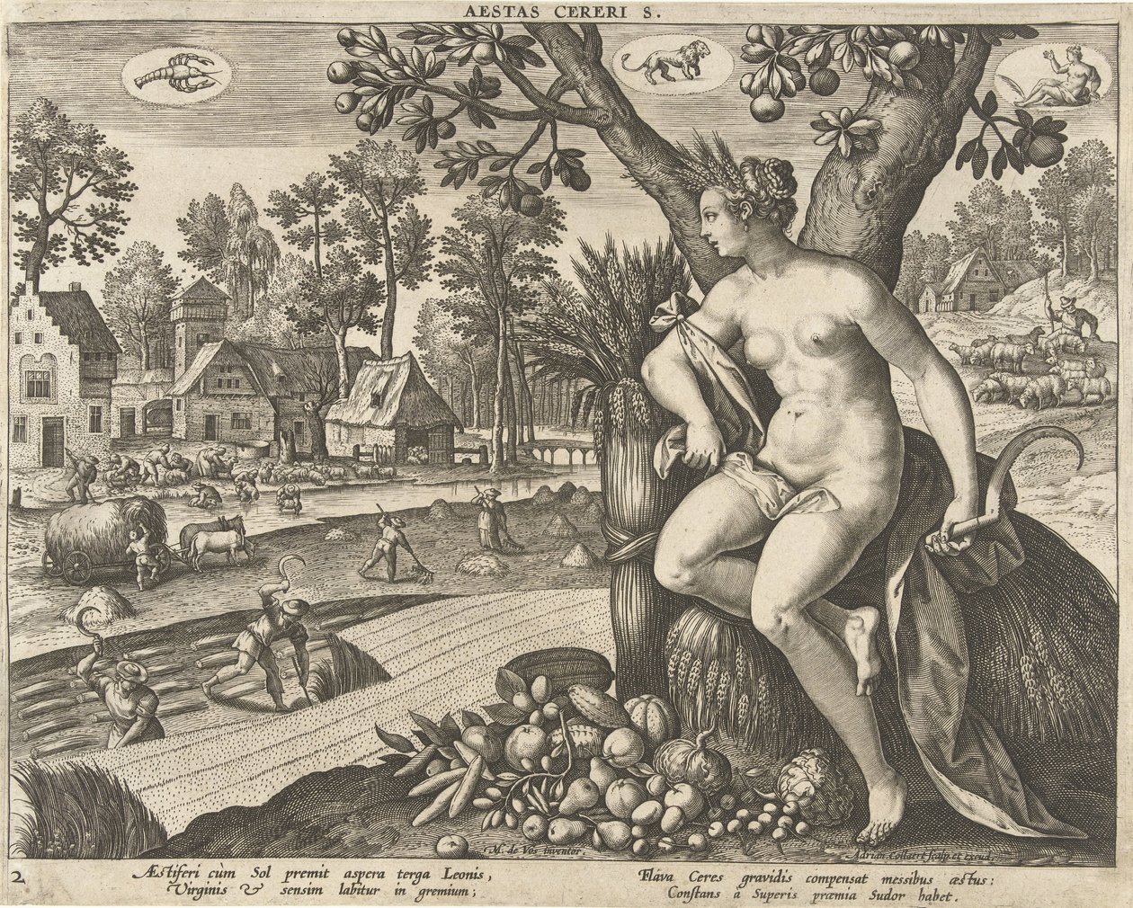 Yaz Aestas cereris. (nesne üzerindeki başlık) Dört Mevsim (dizi adı) by Adriaen Collaert
