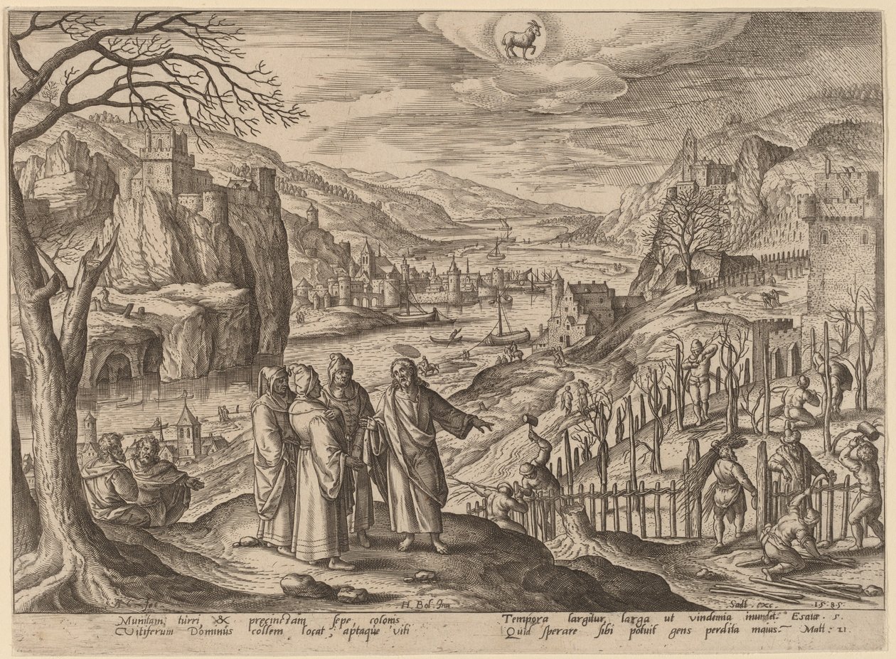 İki Oğul ve Adaletsiz Kocalar Meseli by Adriaen Collaert after Hans Bol