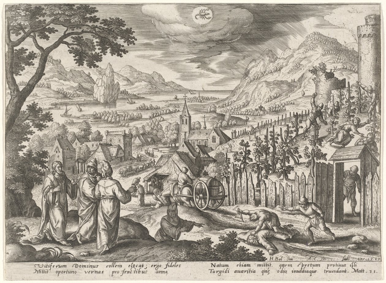 Adaletsiz Kocaların Mesel by Adriaen Collaert after Hans Bol