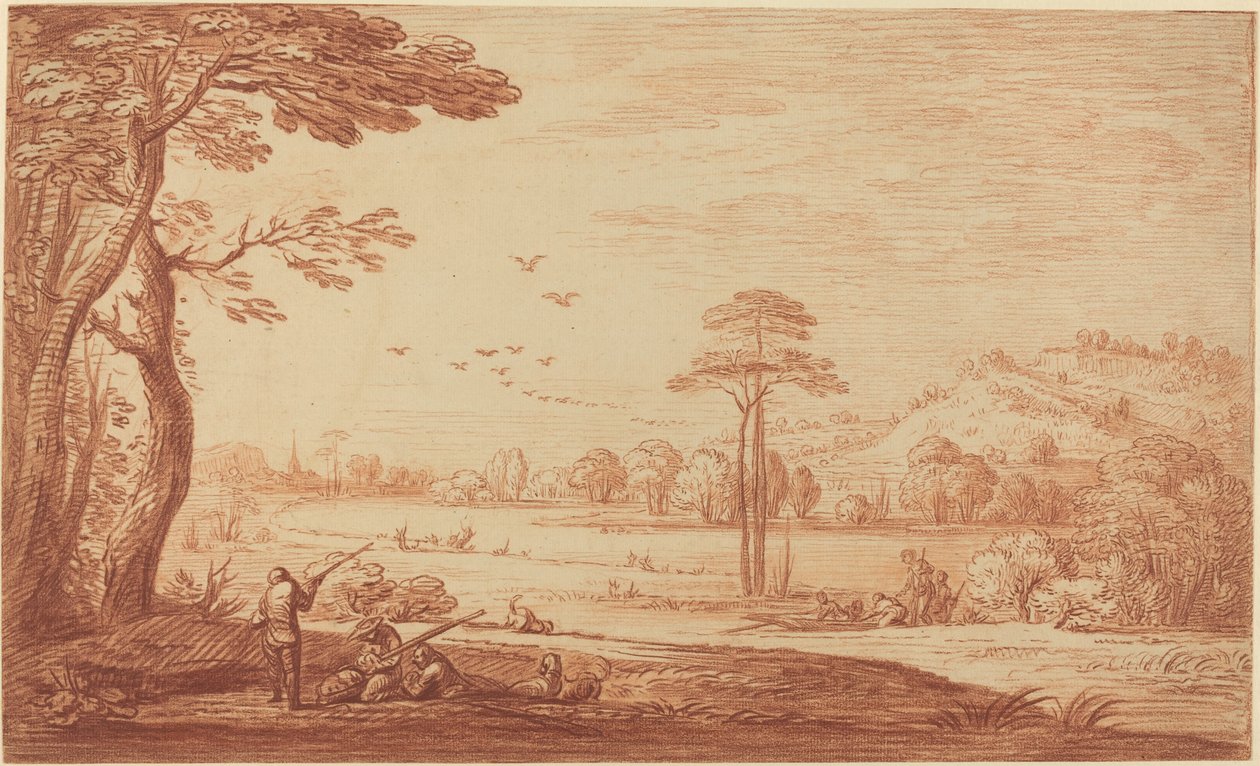 Nehir kenarında dinlenen avcılar by Adriaen Frans Boudewyns