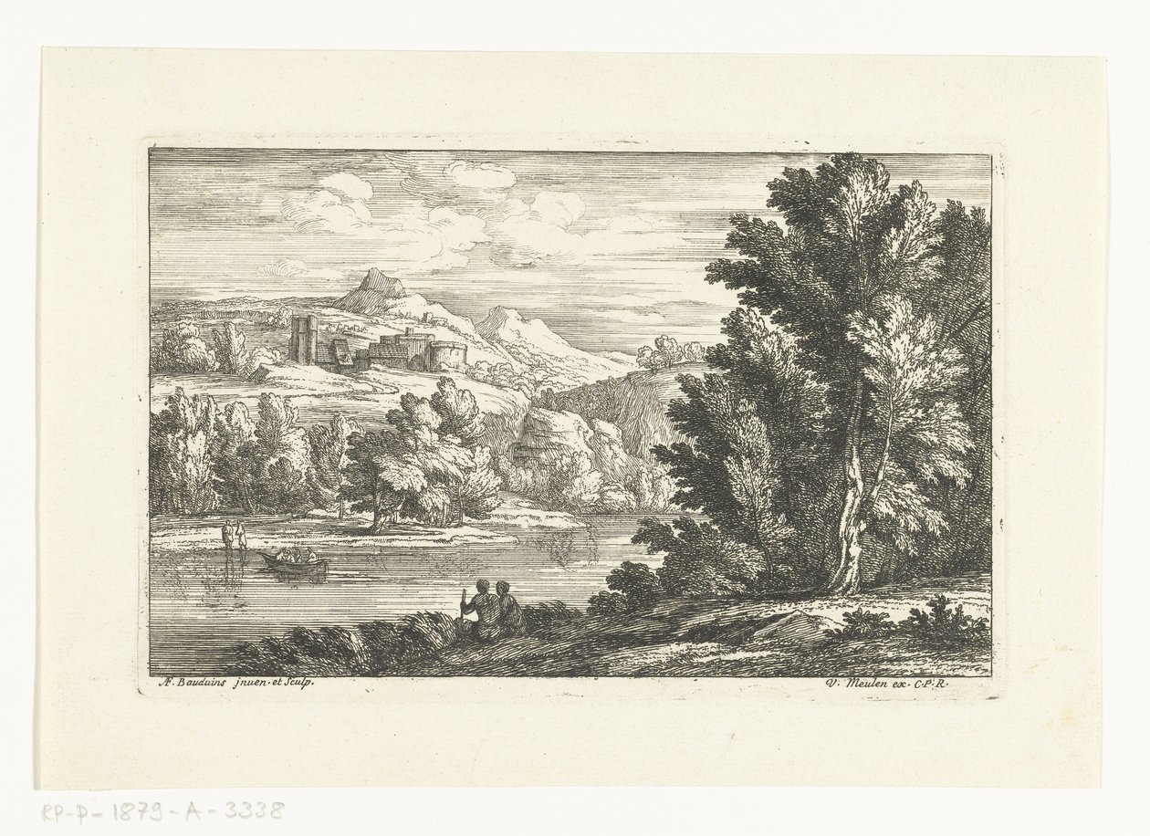 Bir nehir ve bir kale ile manzara by Adriaen Frans Boudewyns