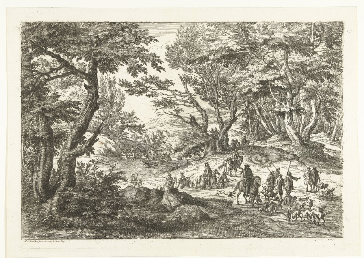 Av partisi ile manzara Avcılarla manzaralar (dizi başlığı) by Adriaen Frans Boudewyns