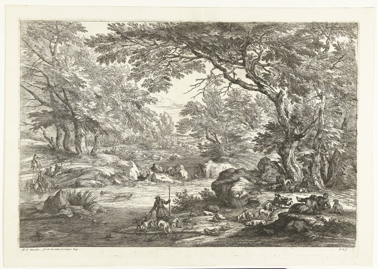 Dinlenme avcıları ile manzara Avcılarla manzaralar (dizi başlığı) by Adriaen Frans Boudewyns