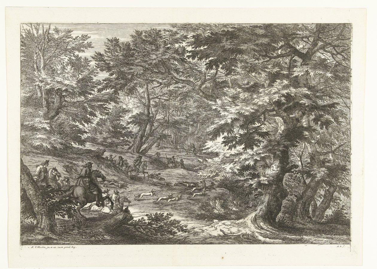 Tilki avı ile manzara Avcılarla manzaralar (dizi başlığı) by Adriaen Frans Boudewyns