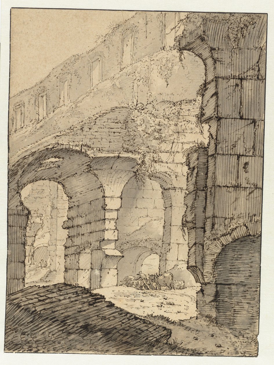 Kolezyum, Roma'da Görüntüle by Adriaen Honich (attributed to)