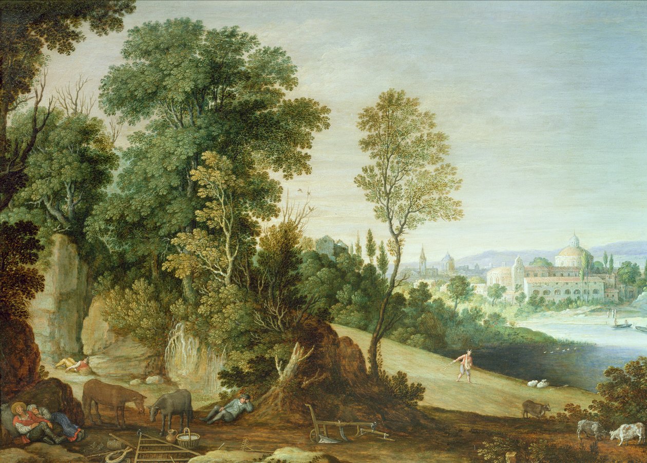 Çiftçi Uyurken Dara Eken Şeytan Örneği by Adriaen I van Nieulandt