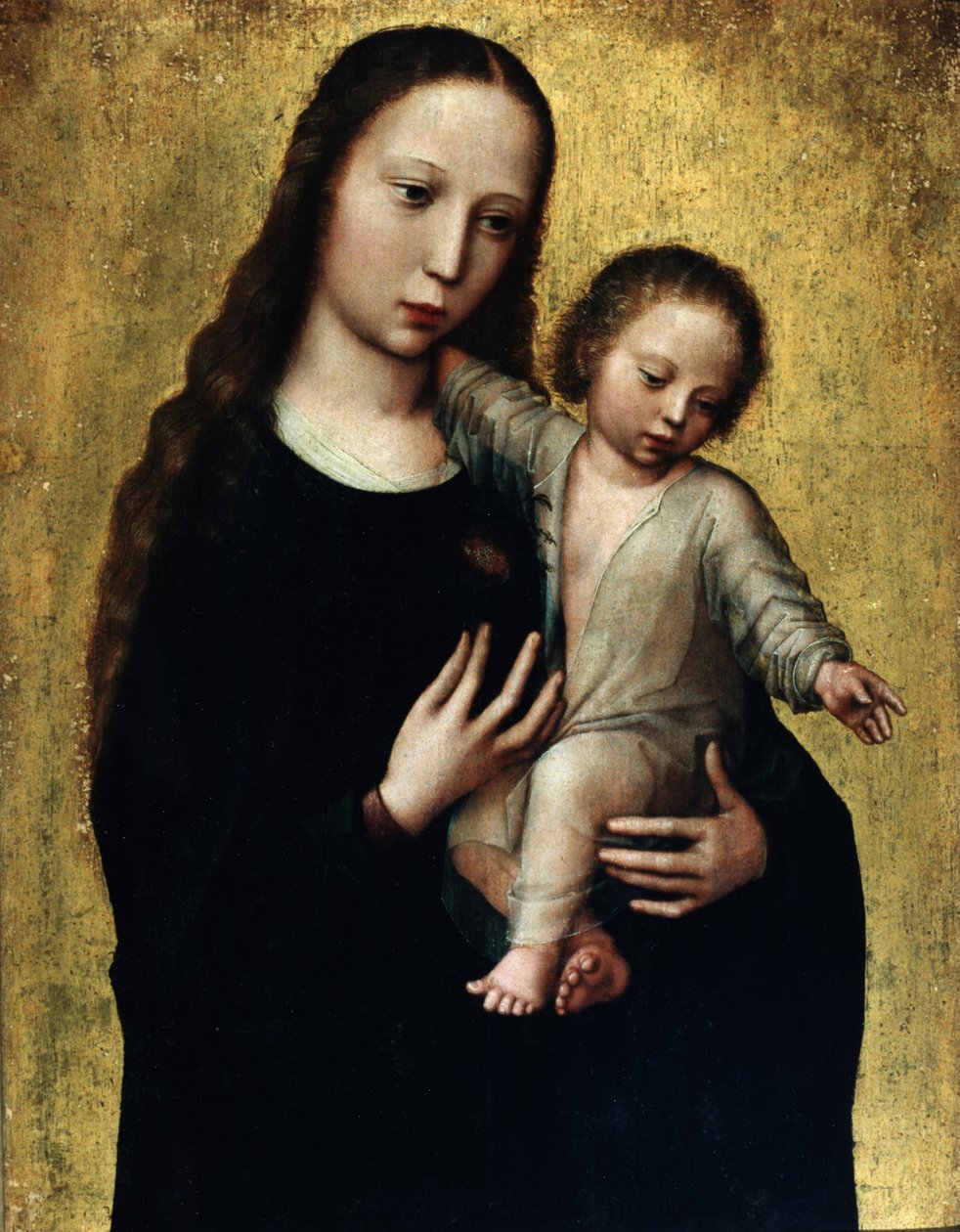 Bir Gömlekli Çocuk İsa ile Meryem Ana by Adriaen Isenbrandt
