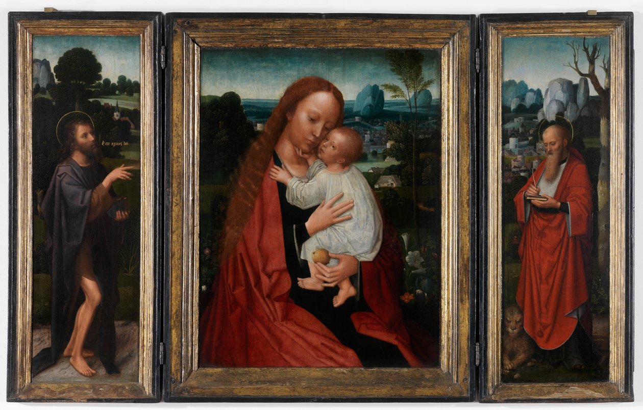 Vaftizci Yahya ve Aziz Jerome ile Madonna (panel üzerine yağlıboya) by Adriaen Isenbrandt or Isenbrant