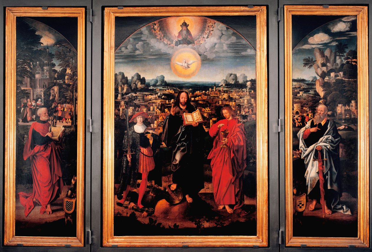 Tryptic of Saint Pancrace - Adriaen Isenbrant (Adrien Ysenbrant, Ysenbrandt, Hysebrant) (1490-1551) tarafından ahşap üzerine boyama 16. yüzyılın ilk gösterimi Dim 185x270 cm Genler, chiesa di san Pancrazio by Adriaen Isenbrandt or Isenbrant