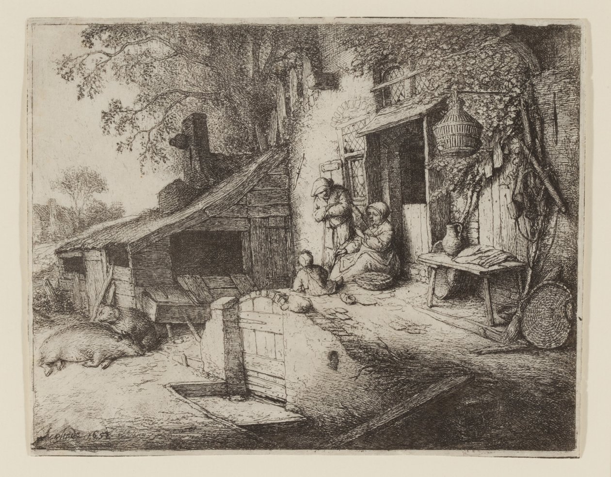 Kulübe Kapısının Yanında - Spinner by Adriaen Jansz. van Ostade