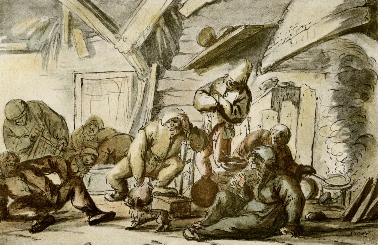 Bir meyhanede sarhoş köylüler by Adriaen Jansz. van Ostade