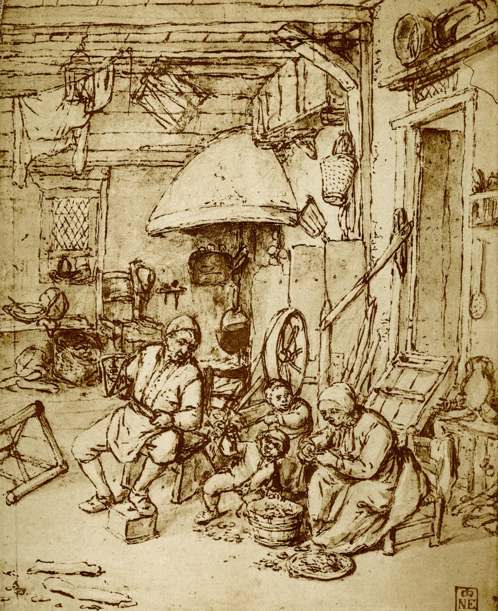 Hollandalı çiftçi ailesi by Adriaen Jansz. van Ostade
