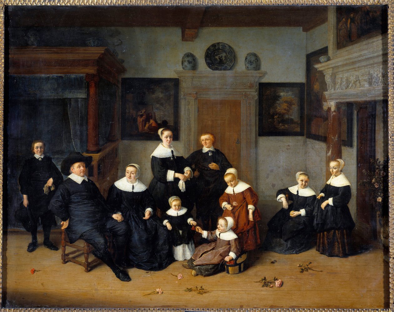 Aile Portresi Tablosu Adrien Van Ostade (1610-1685) (ec.holl.) 1654 Güneş. 0,7x0,88 m - Aile Portresi. Adrien Van Ostade (1610-1685) (Hollanda Okulu) 1654. 0.7 x 0, 88 m. Louvre Müzesi, Paris by Adriaen Jansz. van Ostade