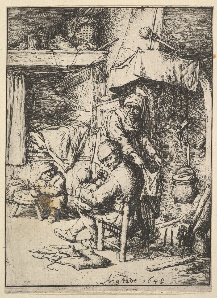 Çocuğunu Besleyen Baba, 1610-85. by Adriaen Jansz. van Ostade