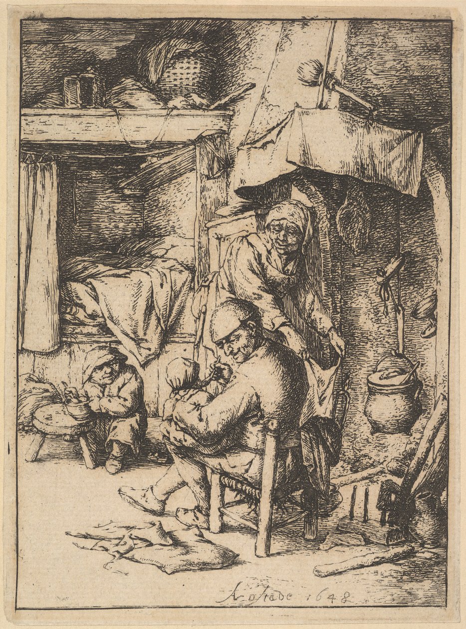 Bebeğine Et Suyu Veren Ailenin Babası, 1610-85. by Adriaen Jansz. van Ostade