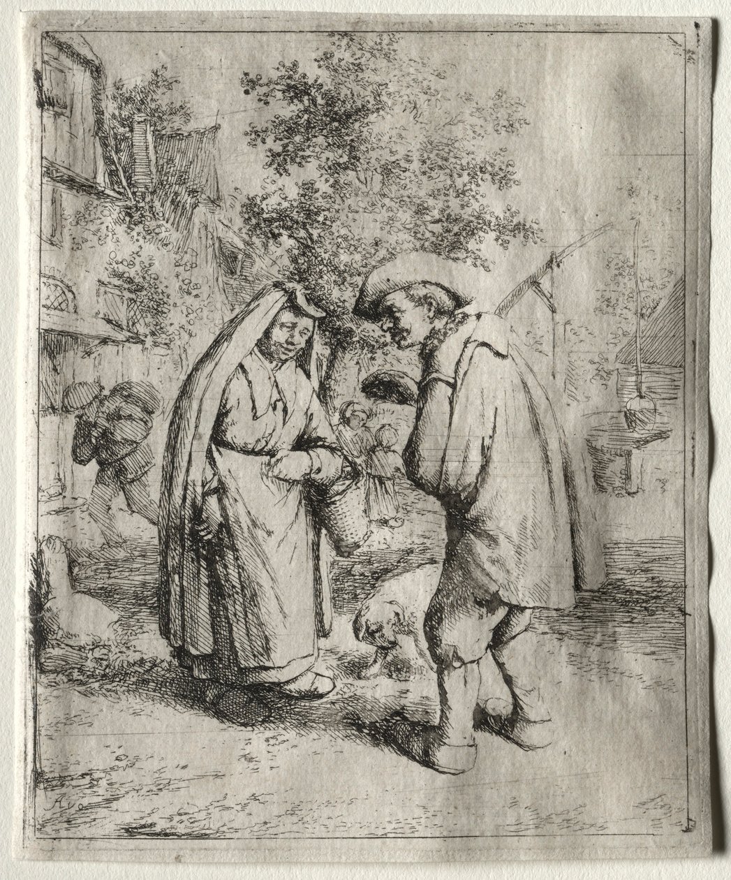 Bir Kadınla Konuşan Adam. by Adriaen Jansz. van Ostade