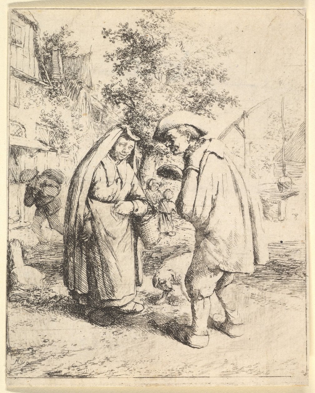 Bir Kadınla Konuşan Adam, 1610-85. by Adriaen Jansz. van Ostade