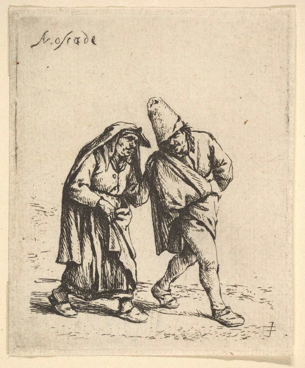 Yürüyen Kadın ve Erkek, 1610-85. by Adriaen Jansz. van Ostade