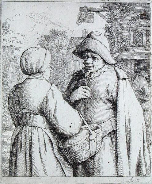 Erkek ve Kadın sohbeti (gravür) by Adriaen Jansz. van Ostade