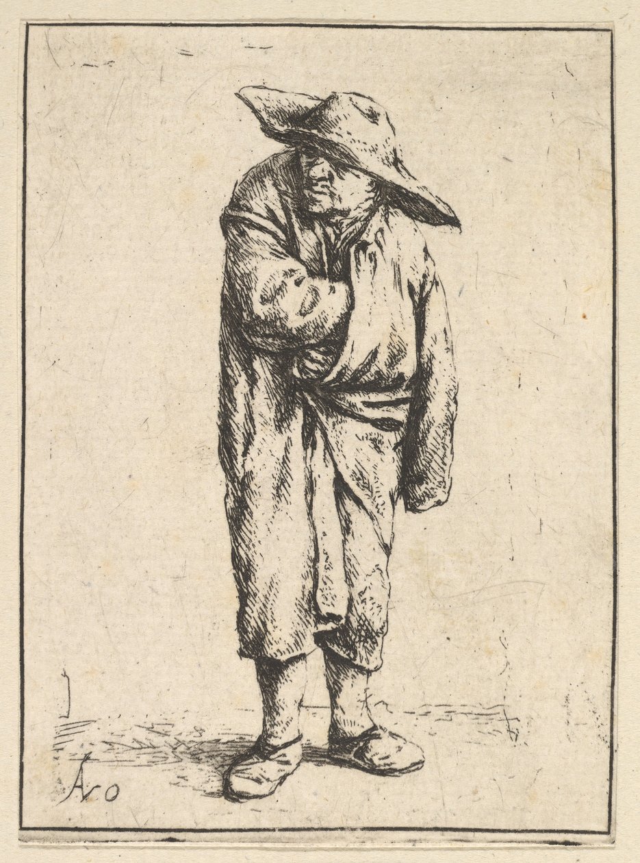 Pelerinine Sarılmış Köylü, 1610-85. by Adriaen Jansz. van Ostade