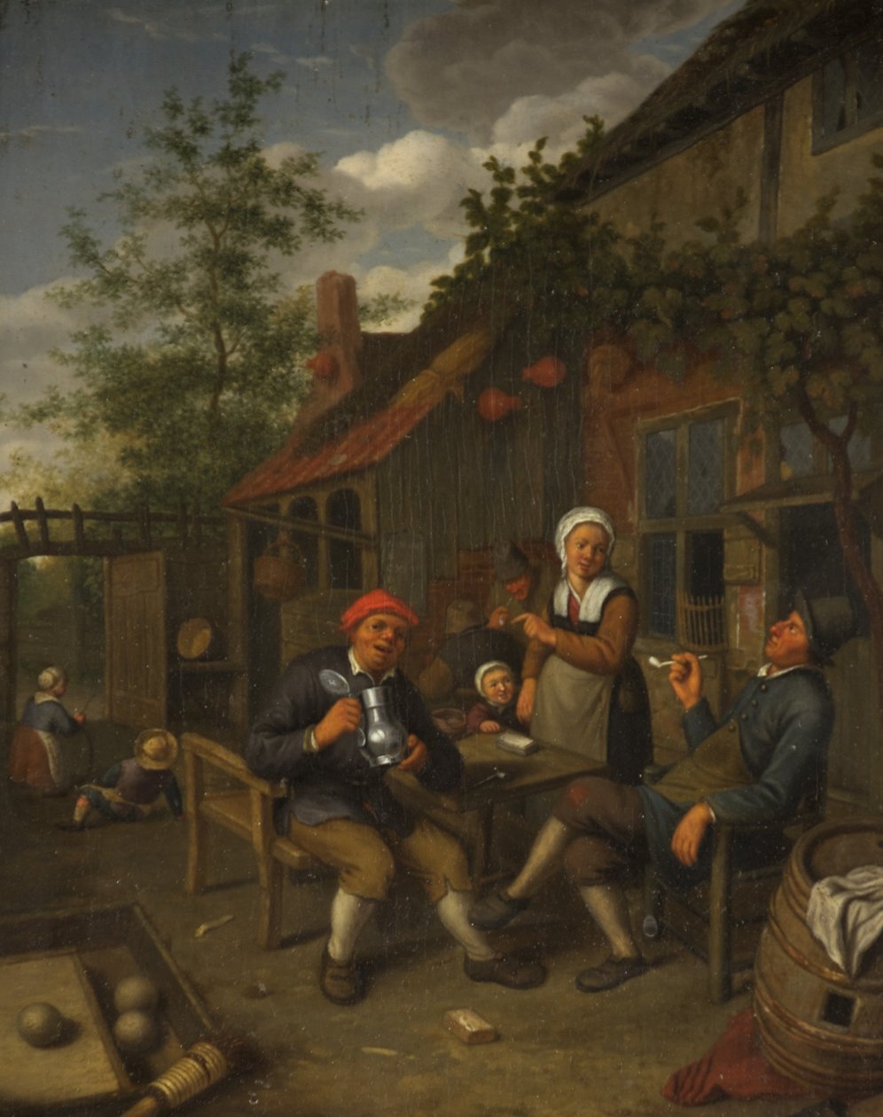 Bir Han Dışında İçen Köylüler (panelde yağ) by Adriaen Jansz. van Ostade