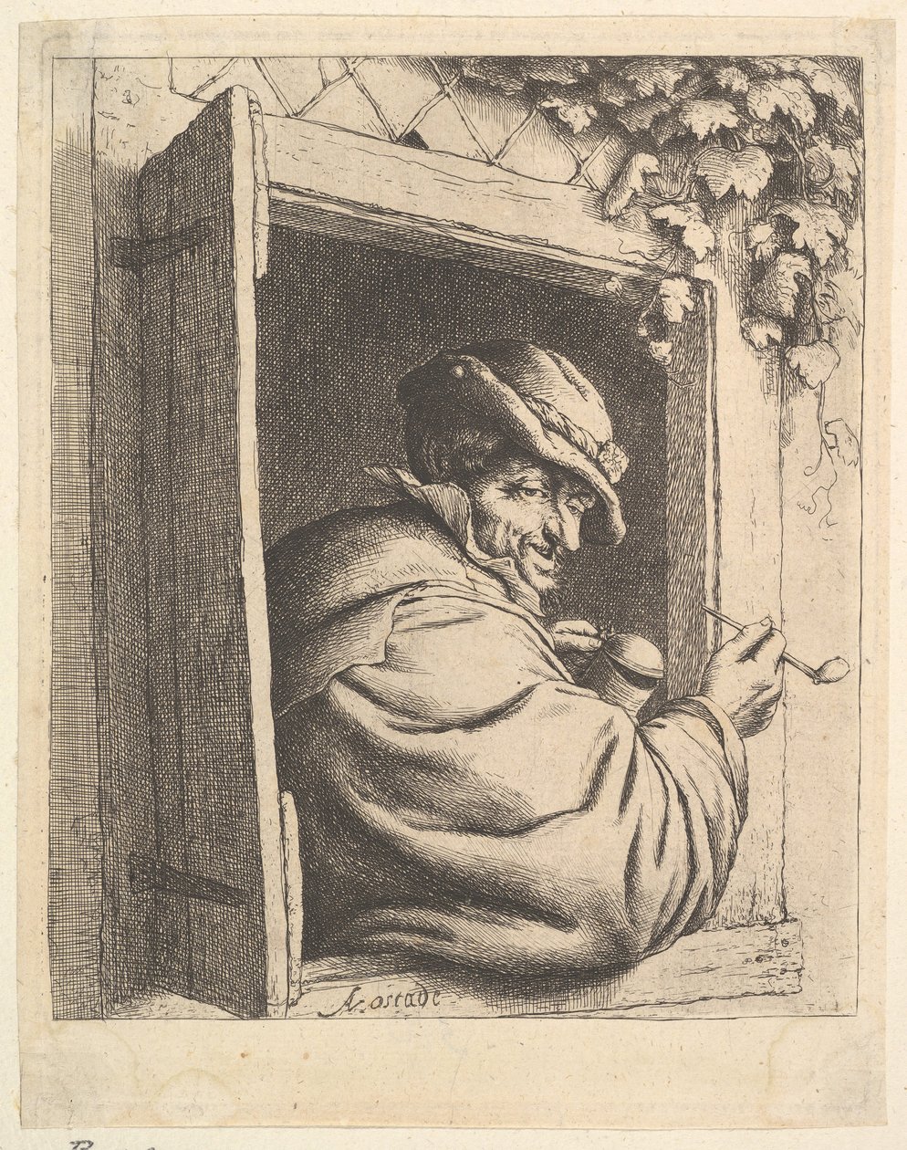 Pencerede Sigara İçen, 1610-85. by Adriaen Jansz. van Ostade