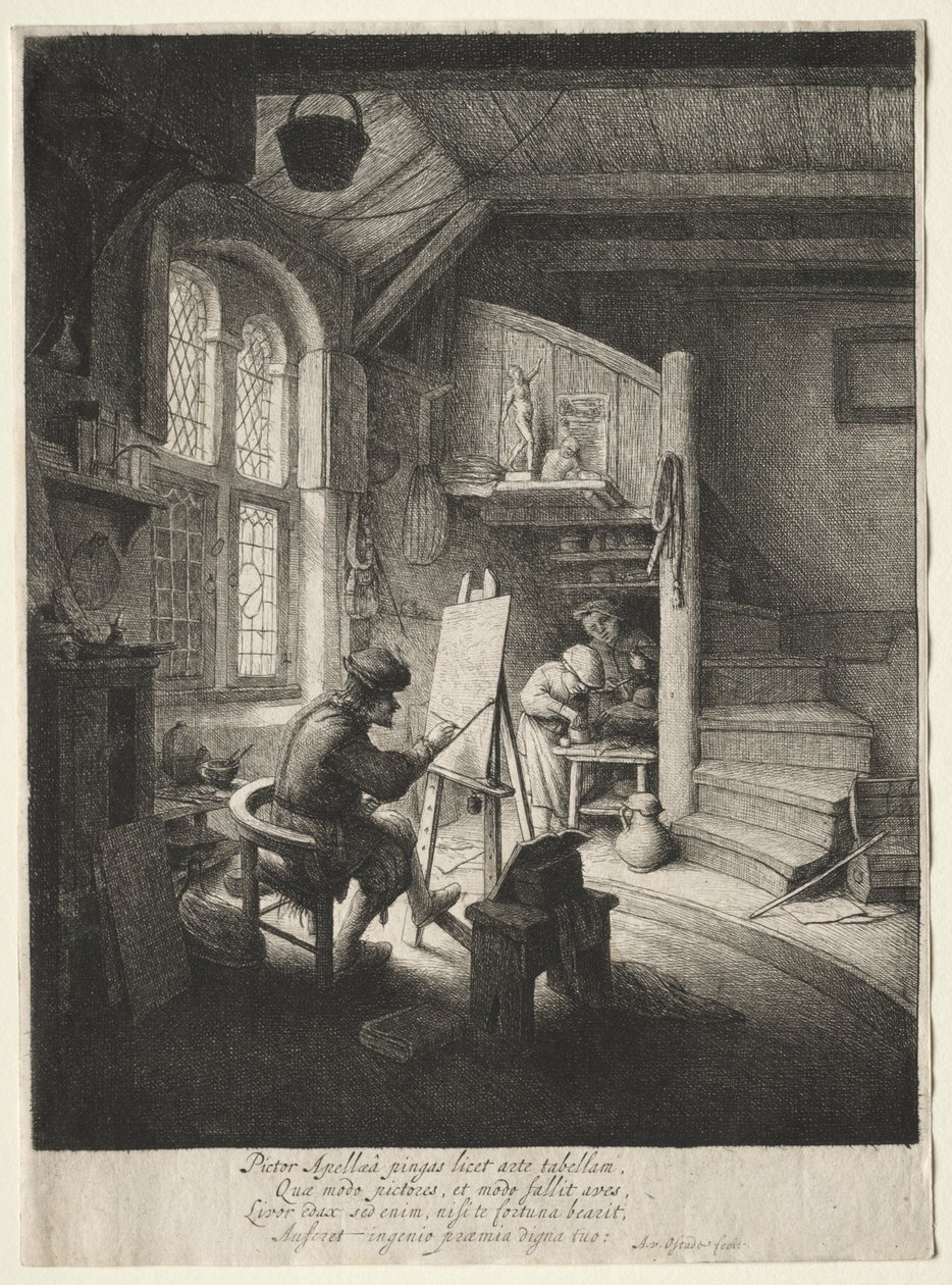 Ressamlar Stüdyosu. by Adriaen Jansz. van Ostade