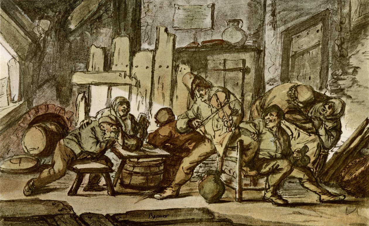Bir köy meyhanesinde köylü müzisyen by Adriaen Jansz. van Ostade