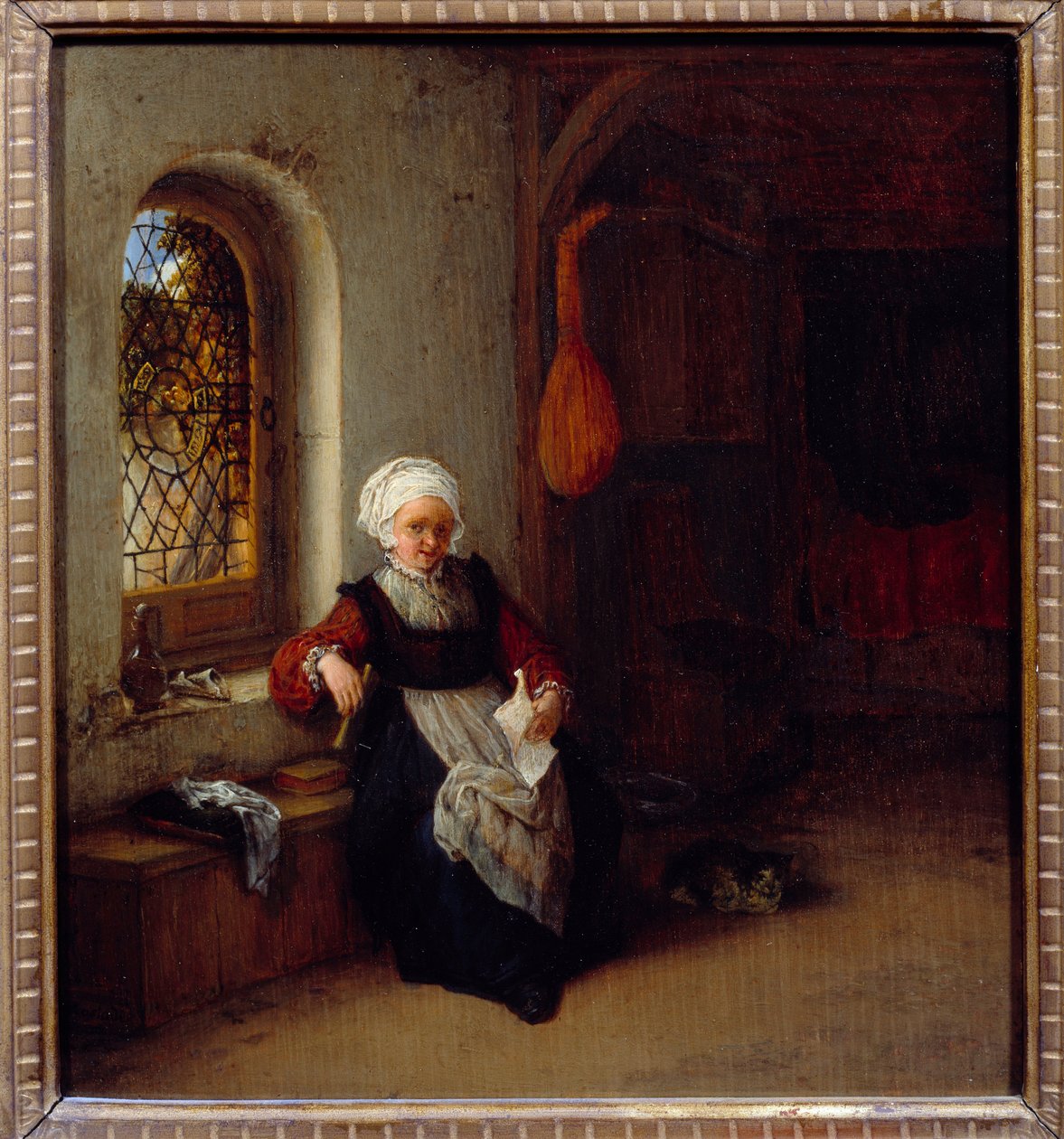Kadının mektubu var. Adrien Van Ostade (1610-1685) Ec. Bekle. by Adriaen Jansz. van Ostade