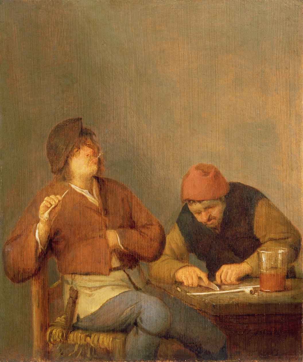 Bir İç Mekanda İki Sigara İçen, 1643 by Adriaen Jansz. van Ostade