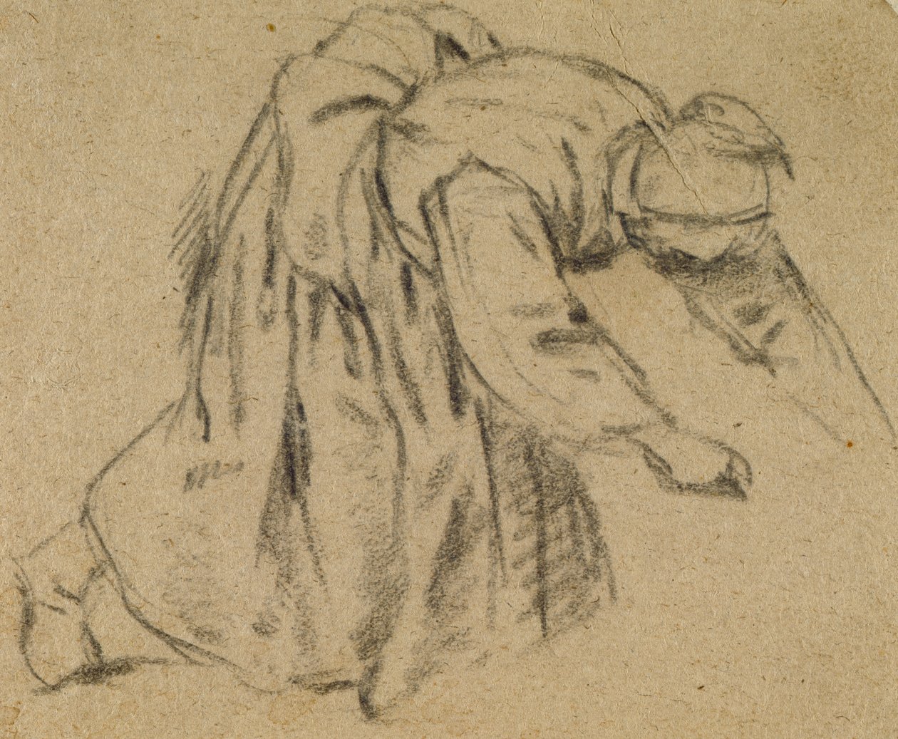 Kadın Eğilirken, 1656 (kağıt üzerinde tebeşir) by Adriaen Jansz. van Ostade
