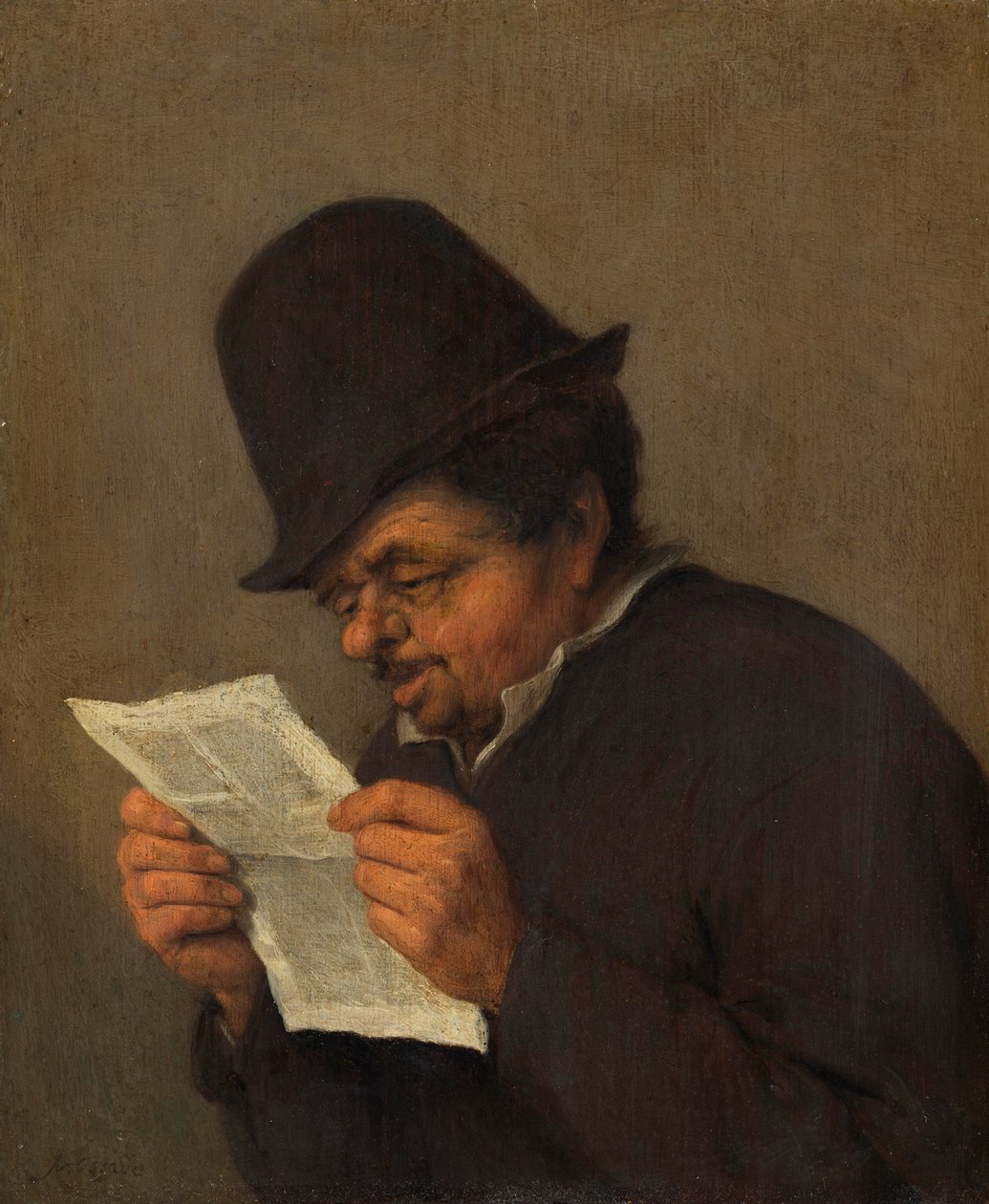 Kağıt Okuyan Yaşlı Köylü, 1647 dolayları (meşe üzerine yağlı boya) by Adriaen Jansz. van school of Ostade