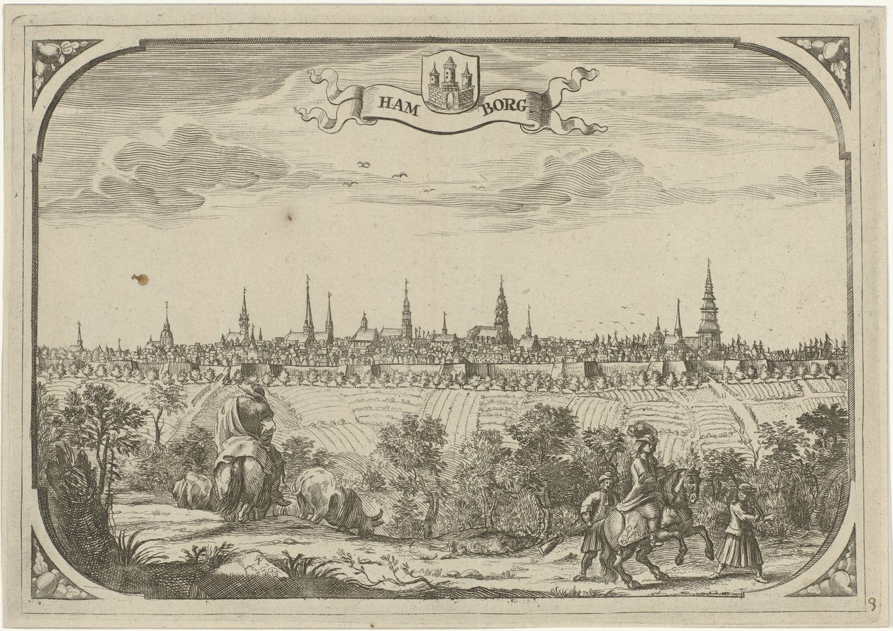 Hamburg şehir manzarası by Adriaen Oudendijck