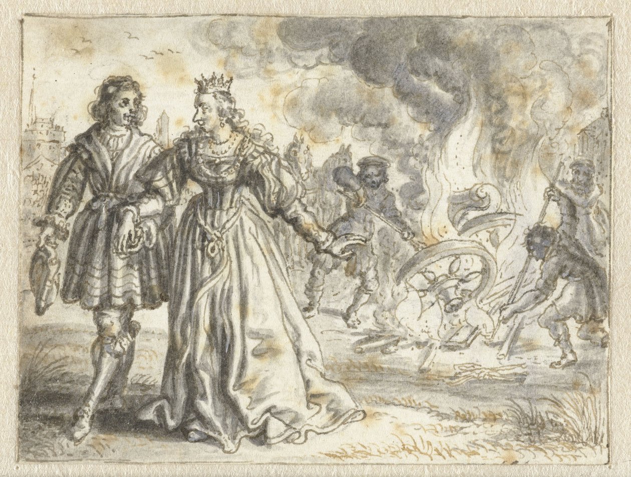 Gelinin Düğün Koçu Arkasında Yakılıyor by Adriaen Pietersz van de Venne