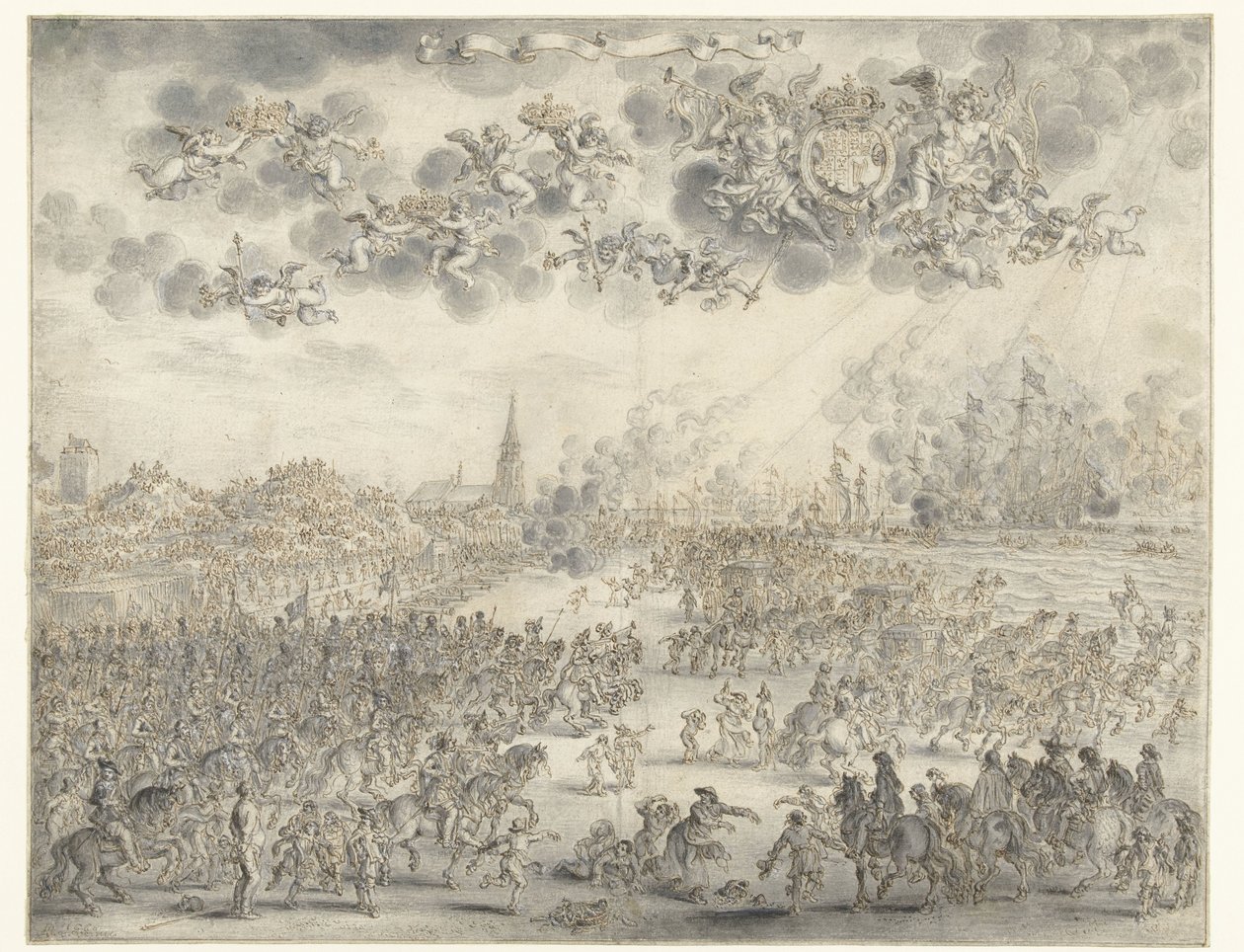 Charles II'nin Scheveningen'den Ayrılışı King Charles II Emmarking Scheveningen'de, 2 Haziran 1660 by Adriaen Pietersz van de Venne