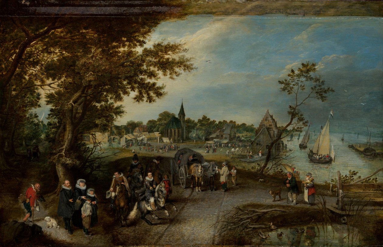 Figürlü Manzara ve Köy Panayırı by Adriaen Pietersz. van de Venne