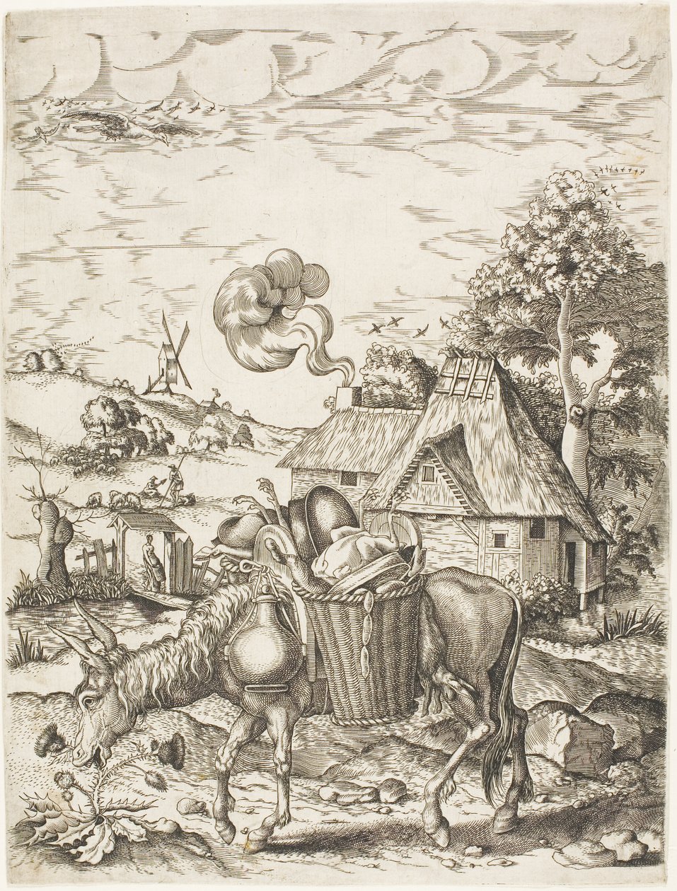 Sembolik Hayvan Figürlerinden Yiyecek Dolu Eşek by Adriaen Pietersz. van de Venne