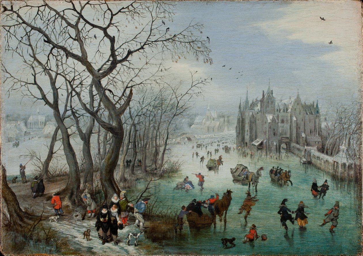 Bir Kale Yakınında Patencilerle Kış Manzarası, 1615 by Adriaen Pietersz van de Venne