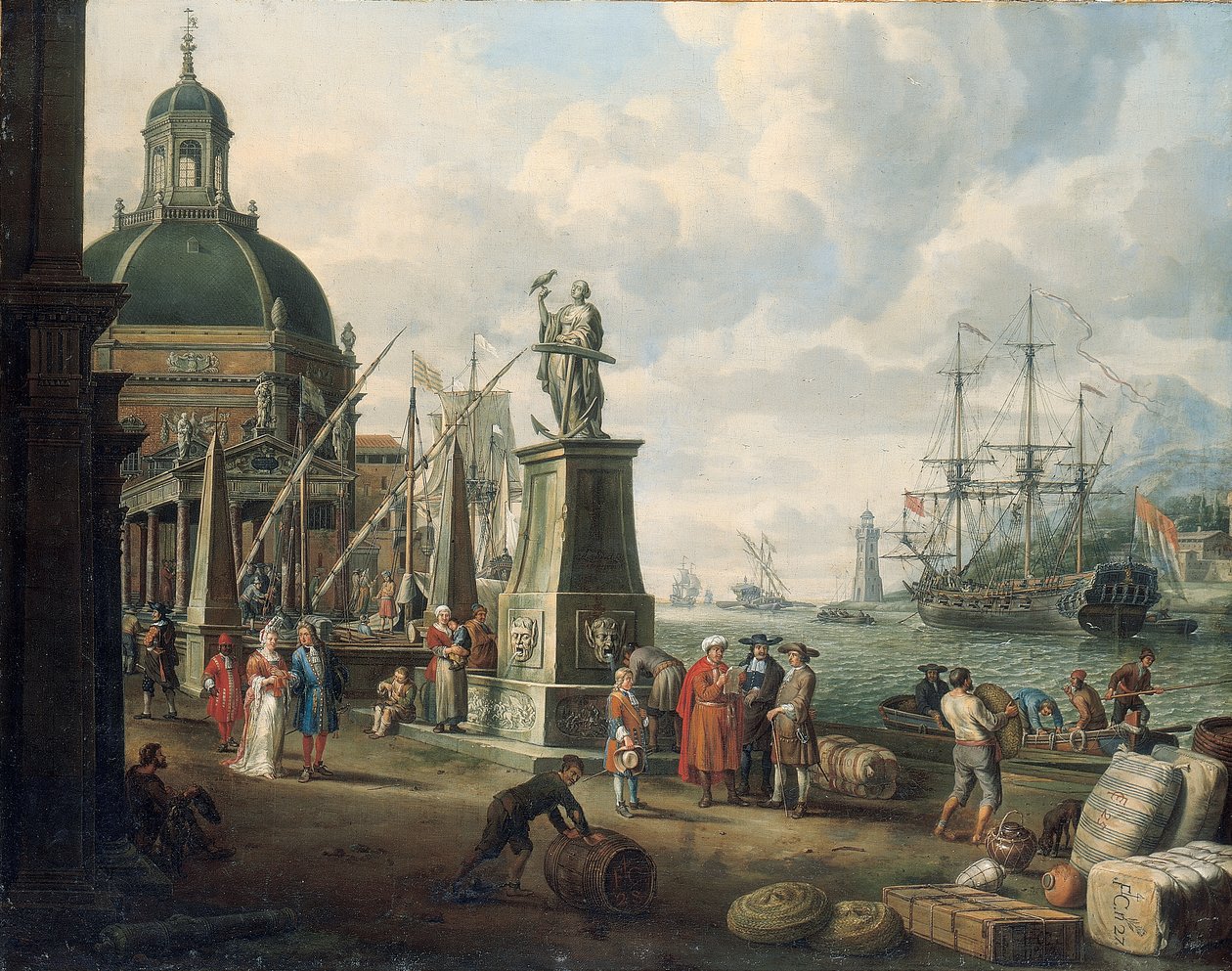 Tüccarlarla bir Akdeniz limanının capriccio
