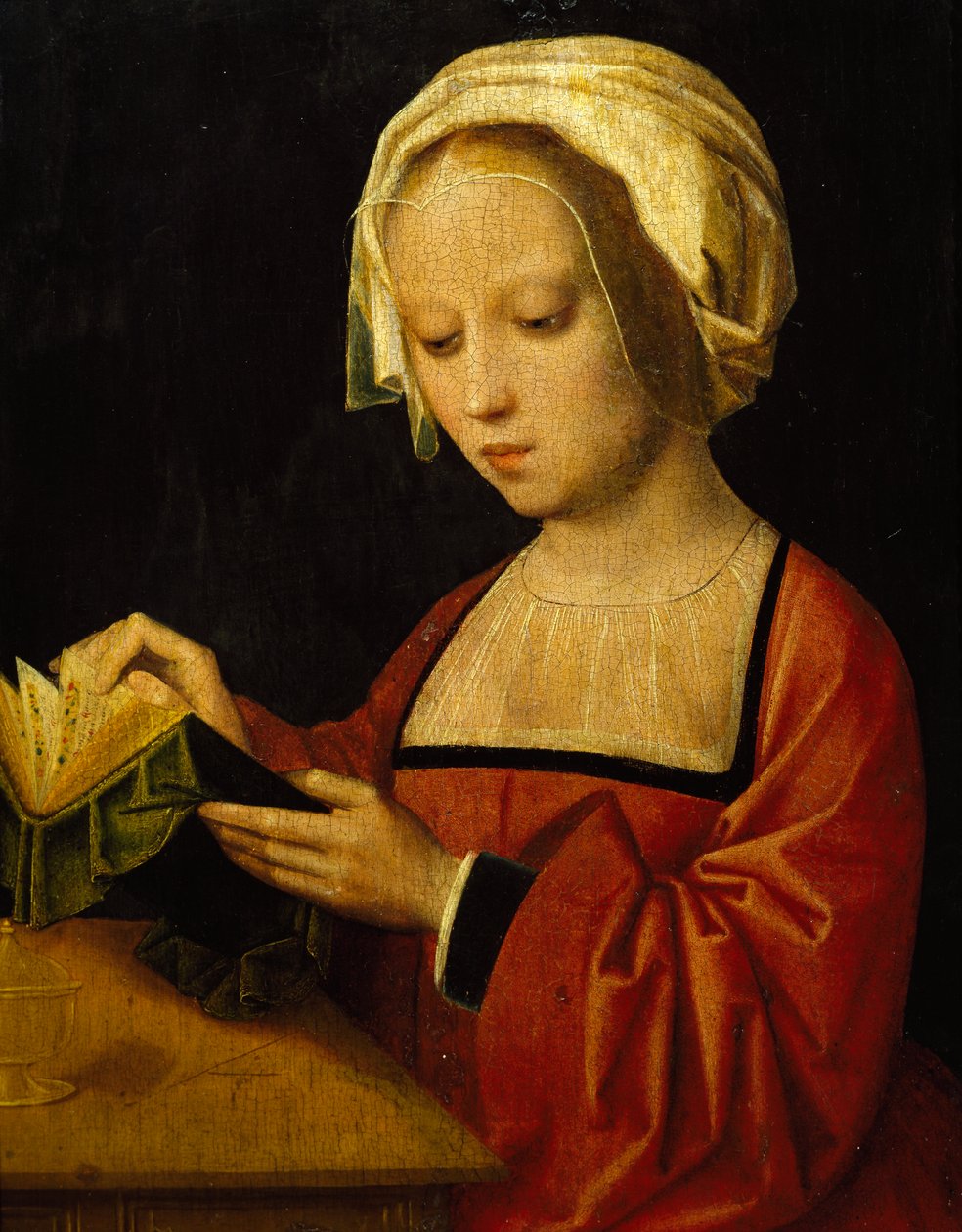 Adrien Ysenbrandt (yaklaşık 1500-1551) tarafından yazılan St Magdalene okuması, panelde yağ by Adriaen Ysenbrandt