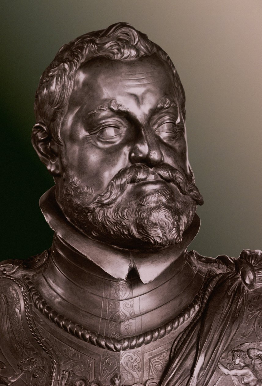 Rudolph II Kutsal Roma İmparatoru (1552-1612) yarım boy portre büstü detayı by Adriaen de Vries