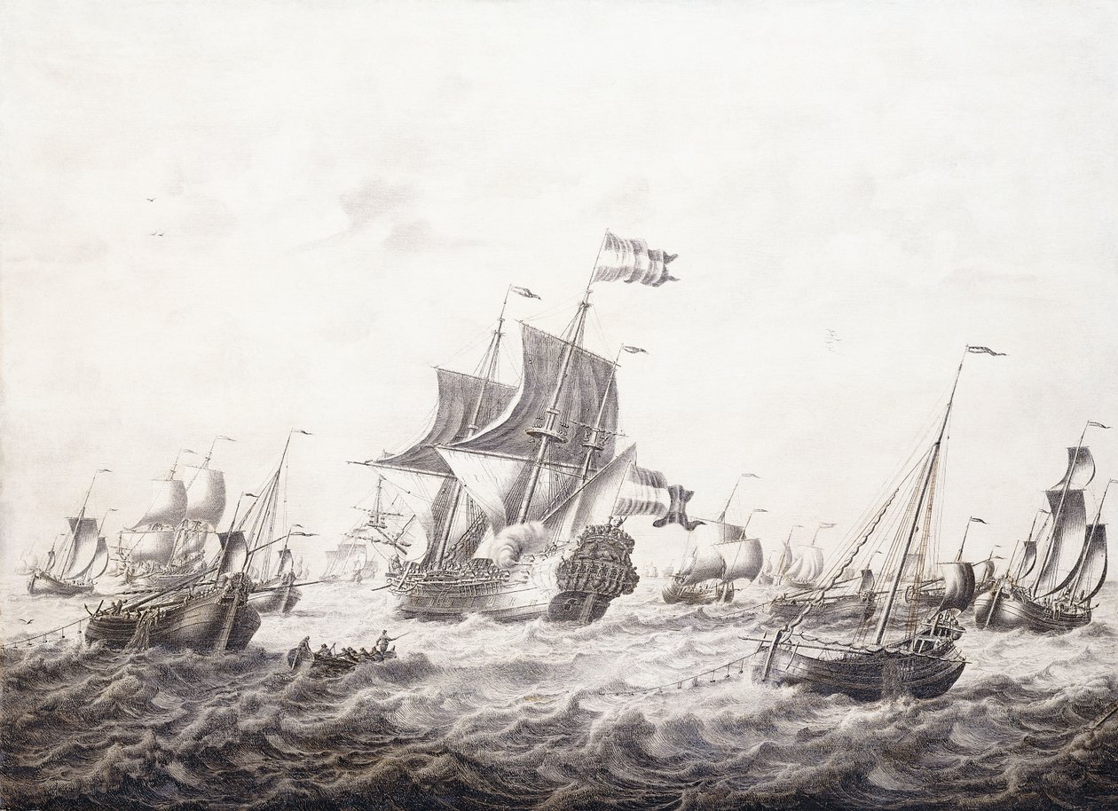 Savaş Adamları Balıkçıların Ağlarını Kırıyor, by Adriaen van Salm