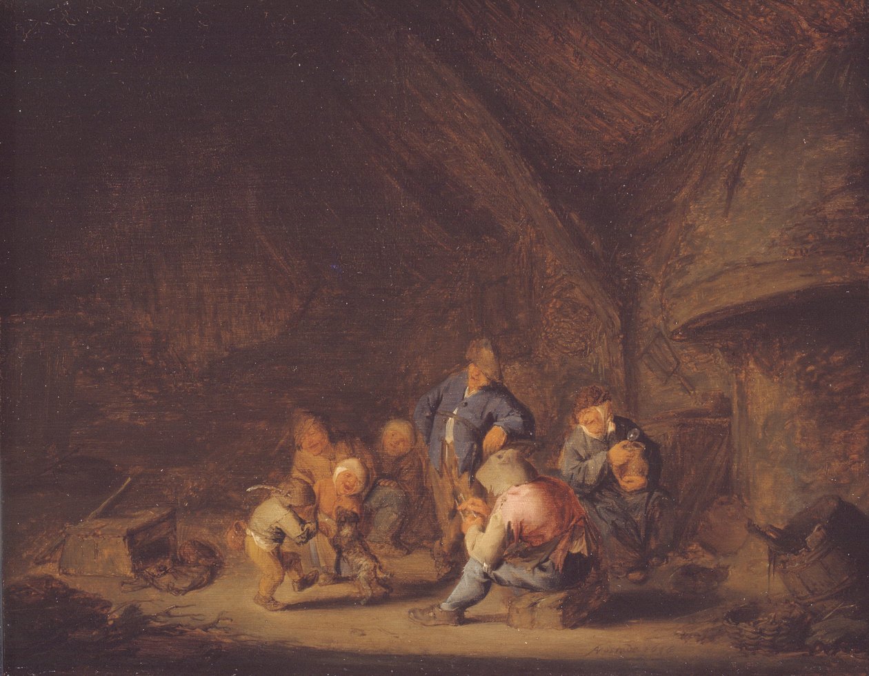 Kulübede Bir Oda by Adriaen van Ostade