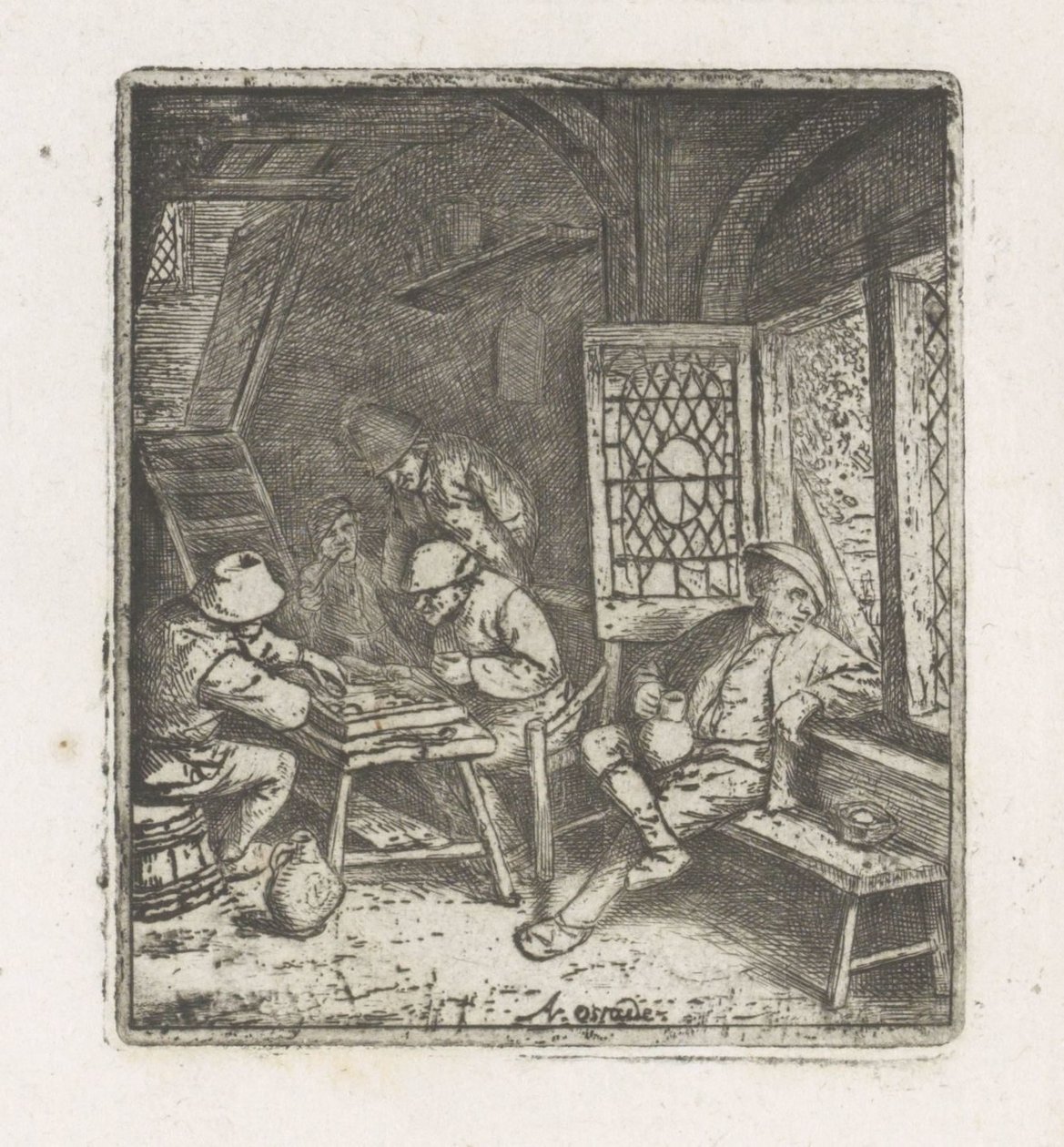 tric-trac oyuncuları ile çiftlik iç by Adriaen van Ostade