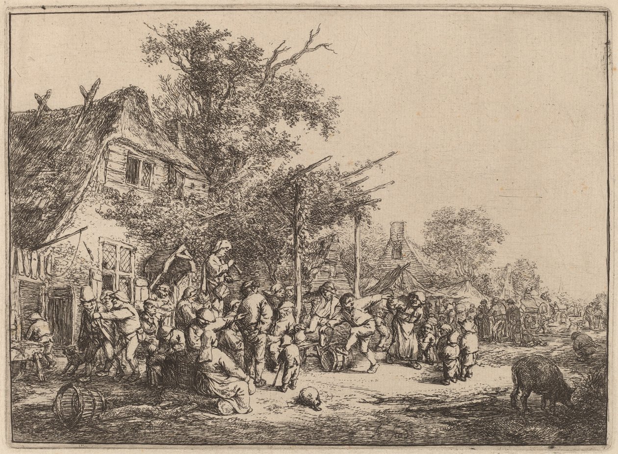 Kafes altında dans et by Adriaen van Ostade